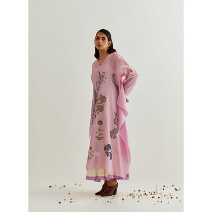 PRAMA By Pratima Pandey Printed Chanderi Purple Kurta with Inner (Set of 2)