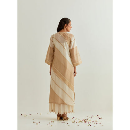 PRAMA By Pratima Pandey Floral Chanderi Ivory Kurta with Inner (Set of 2)