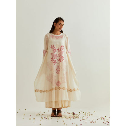 PRAMA By Pratima Pandey Printed Chanderi Ivory Kurta with Inner (Set of 2)