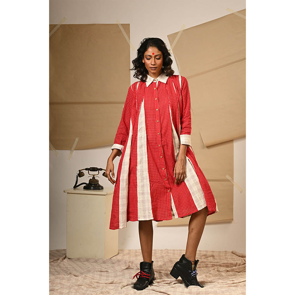 PRATHAA Red Checks Dress