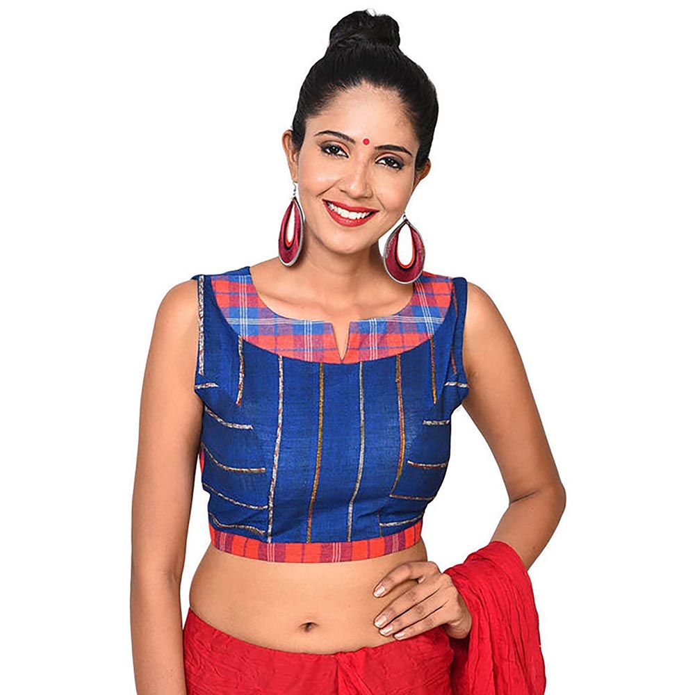 PRATHAA Royal Blue Khesh Stitched Blouse