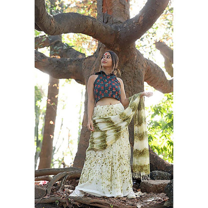 PRATHAA Bawra Bindi Green Halter Stitched Blouse With Hoodie