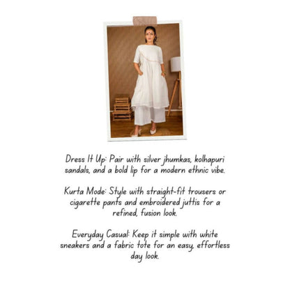 PRATHAA Women White Cotton Solid Kurta with Pant