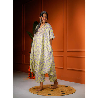 PRATHAA Taal Veda Set - Printed Batik Kaftan And Pant