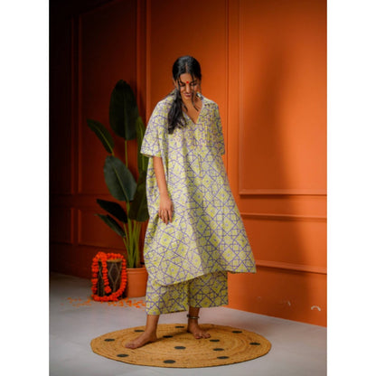 PRATHAA Taal Veda Set - Printed Batik Kaftan And Pant