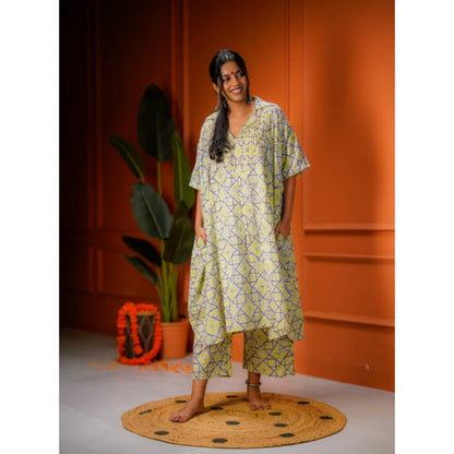 PRATHAA Taal Veda Set - Printed Batik Kaftan And Pant
