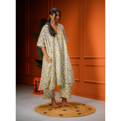 PRATHAA Taal Veda Set - Printed Batik Kaftan And Pant