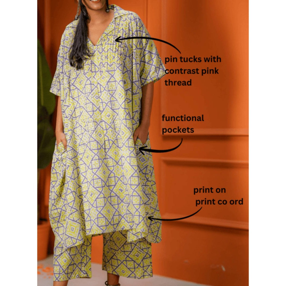 PRATHAA Taal Veda Set - Printed Batik Kaftan And Pant