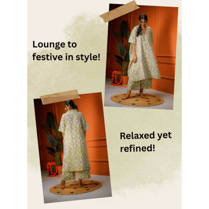 PRATHAA Taal Veda Set - Printed Batik Kaftan And Pant
