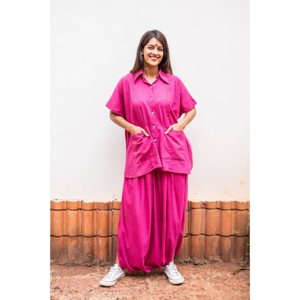 PRATHAA Aastey : Set - Pink Mul Kaftan Dhoti