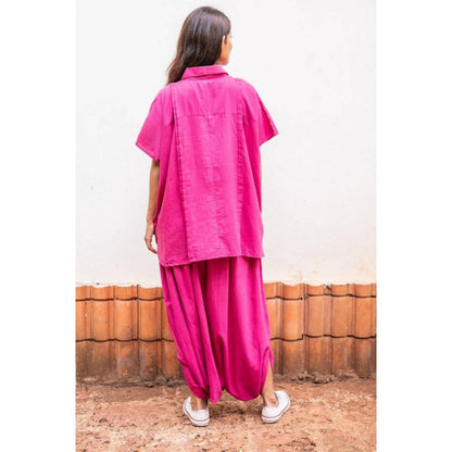 PRATHAA Aastey : Set - Pink Mul Kaftan Dhoti
