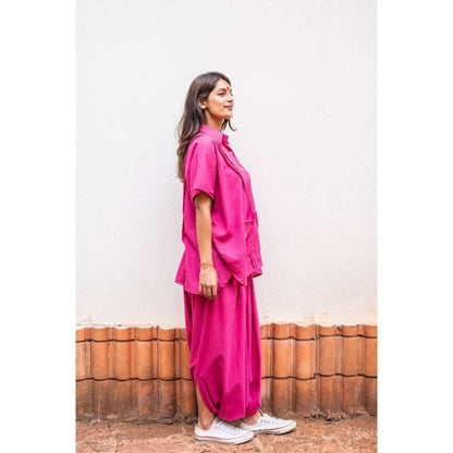 PRATHAA Aastey : Set - Pink Mul Kaftan Dhoti
