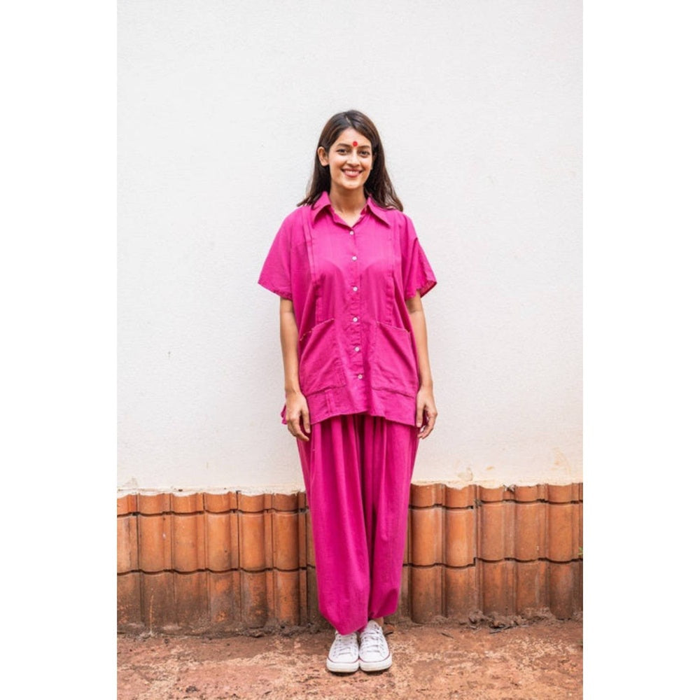 PRATHAA Aastey : Set - Pink Mul Kaftan Dhoti
