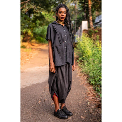 PRATHAA Aastey : Set - Black Mul Kaftan Dhoti