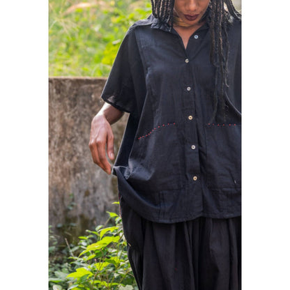 PRATHAA Aastey : Set - Black Mul Kaftan Dhoti