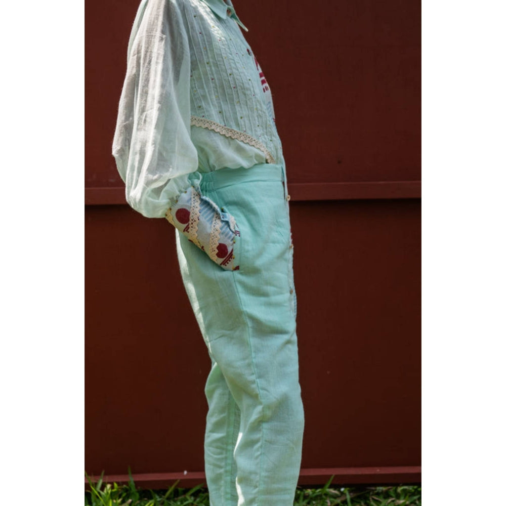 PRATHAA Set- Overlap Shirt With Straight Pants Co-ords