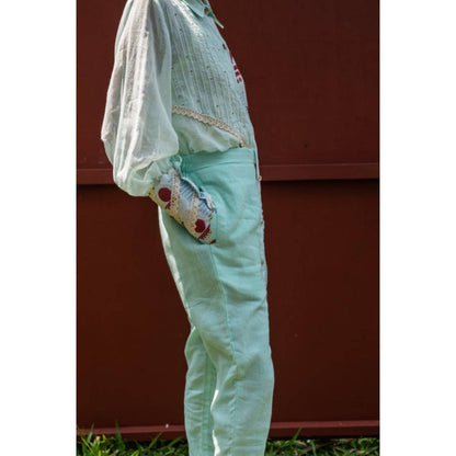 PRATHAA Set- Overlap Shirt With Straight Pants Co-ords
