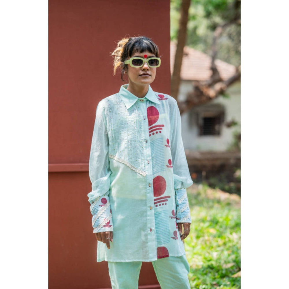 PRATHAA Set- Overlap Shirt With Straight Pants Co-ords