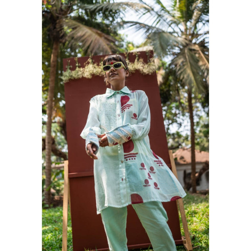 PRATHAA Set- Overlap Shirt With Straight Pants Co-ords