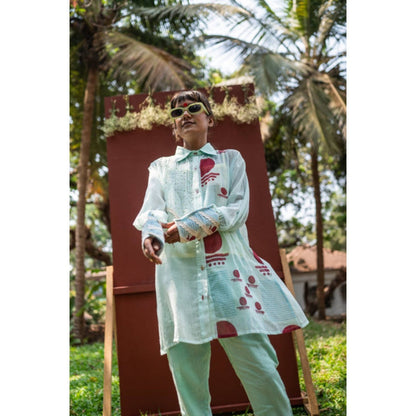PRATHAA Set- Overlap Shirt With Straight Pants Co-ords