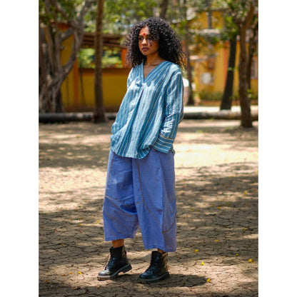 PRATHAA Raabta Co-Ord Set | Handloom Cotton Top And Blue Pants