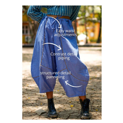 PRATHAA Raabta Co-Ord Set | Handloom Cotton Top And Blue Pants