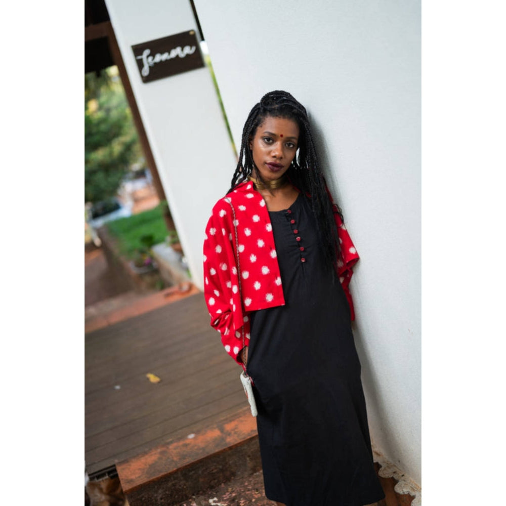 PRATHAA Aastey Set Ikat Jacket With Black Dress