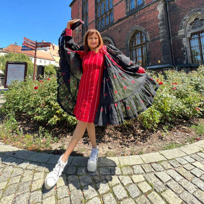 PRATHAA Kaali - Jamdani Three Tier Flare Dress