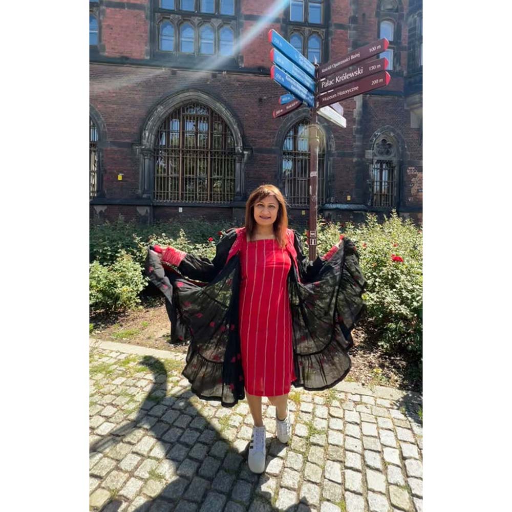 PRATHAA Kaali - Jamdani Three Tier Flare Dress