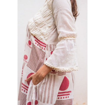 PRATHAA Beige Midi Dress- SNIGDHA