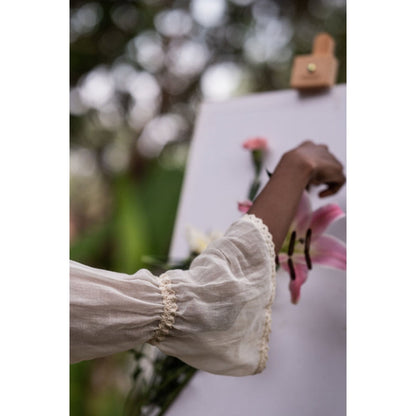 PRATHAA Beige Midi Dress- SNIGDHA