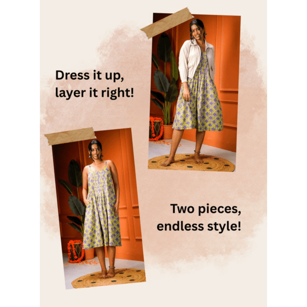 PRATHAA Taal Raga Set - Printed Dress and Jacket