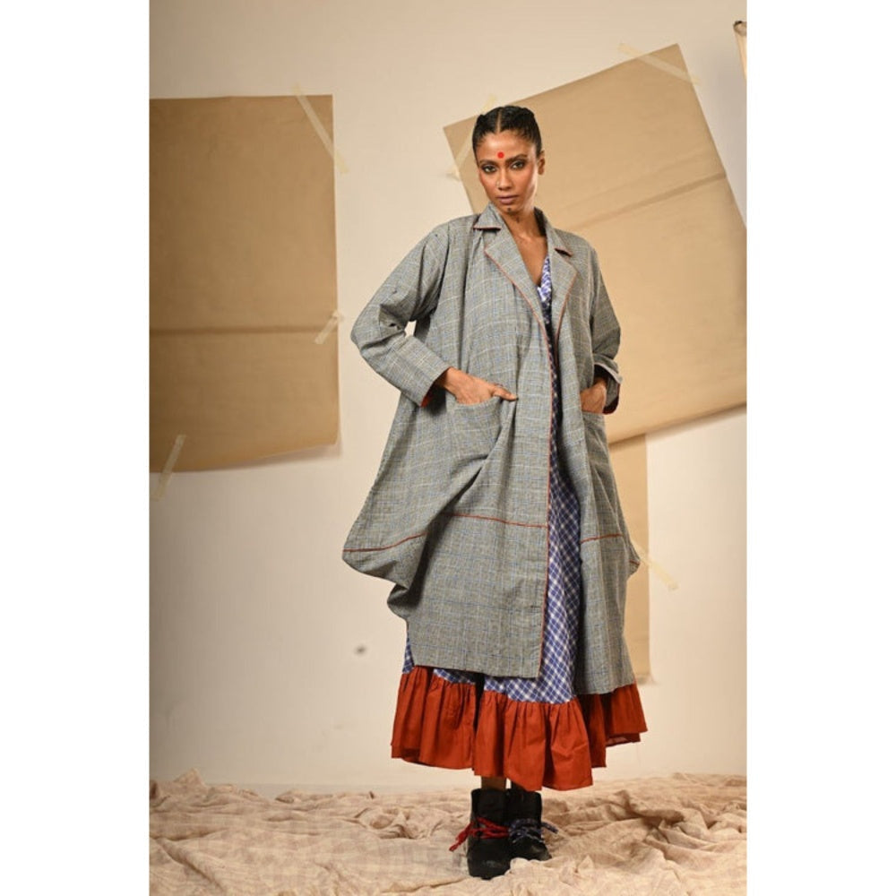 PRATHAA Grey Cowl Jacket - Taana Baana