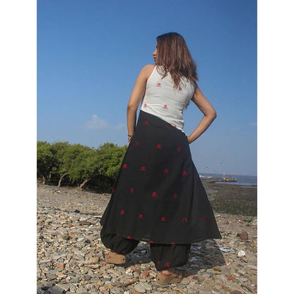 PRATHAA White Colorblock Jamdani Kurta