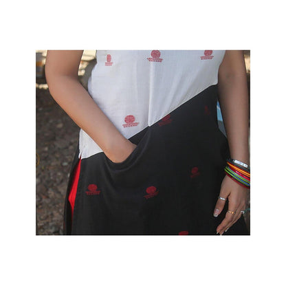 PRATHAA White Colorblock Jamdani Kurta