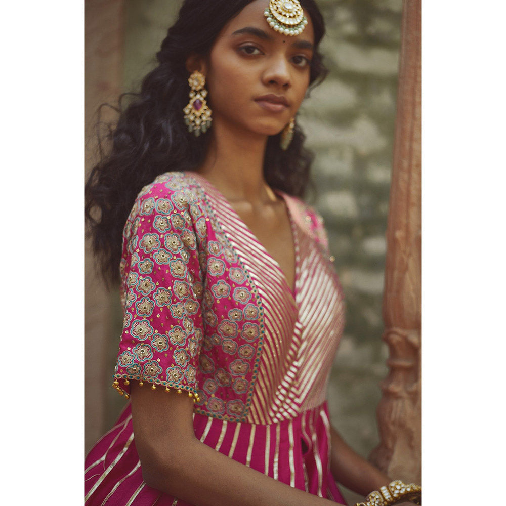 PRATIBHA SULTANIA Pink Embroidered Anarkali Kurta with Pant & Dupatta (Set of 3)