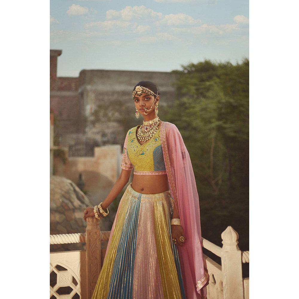 PRATIBHA SULTANIA Multi-Color Tafta Lehenga with Choli & Dupatta (Set of 3)