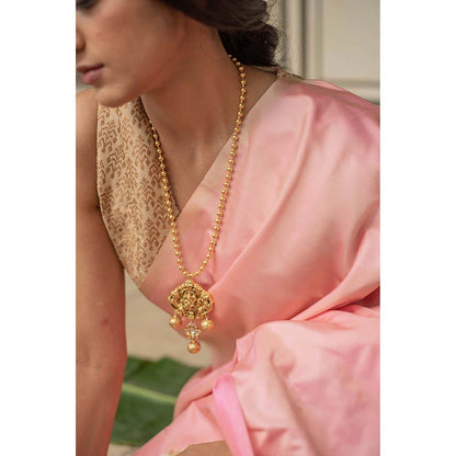 PRIYANKA RAAJIV Mani - Rose Pink Silk Mashroo Saree with Unstitched Blouse
