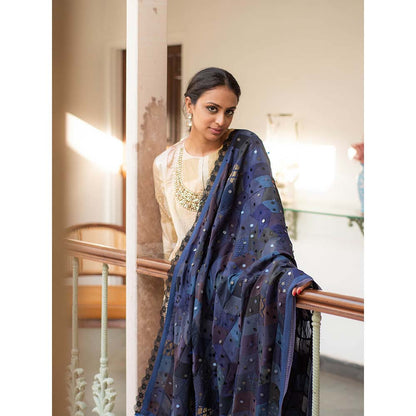 PRIYANKA RAAJIV Iola - Navy Blue Upcycled Patchwork Dupatta