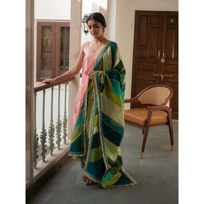 PRIYANKA RAAJIV Midori - Green Upcycled Patchwork Dupatta