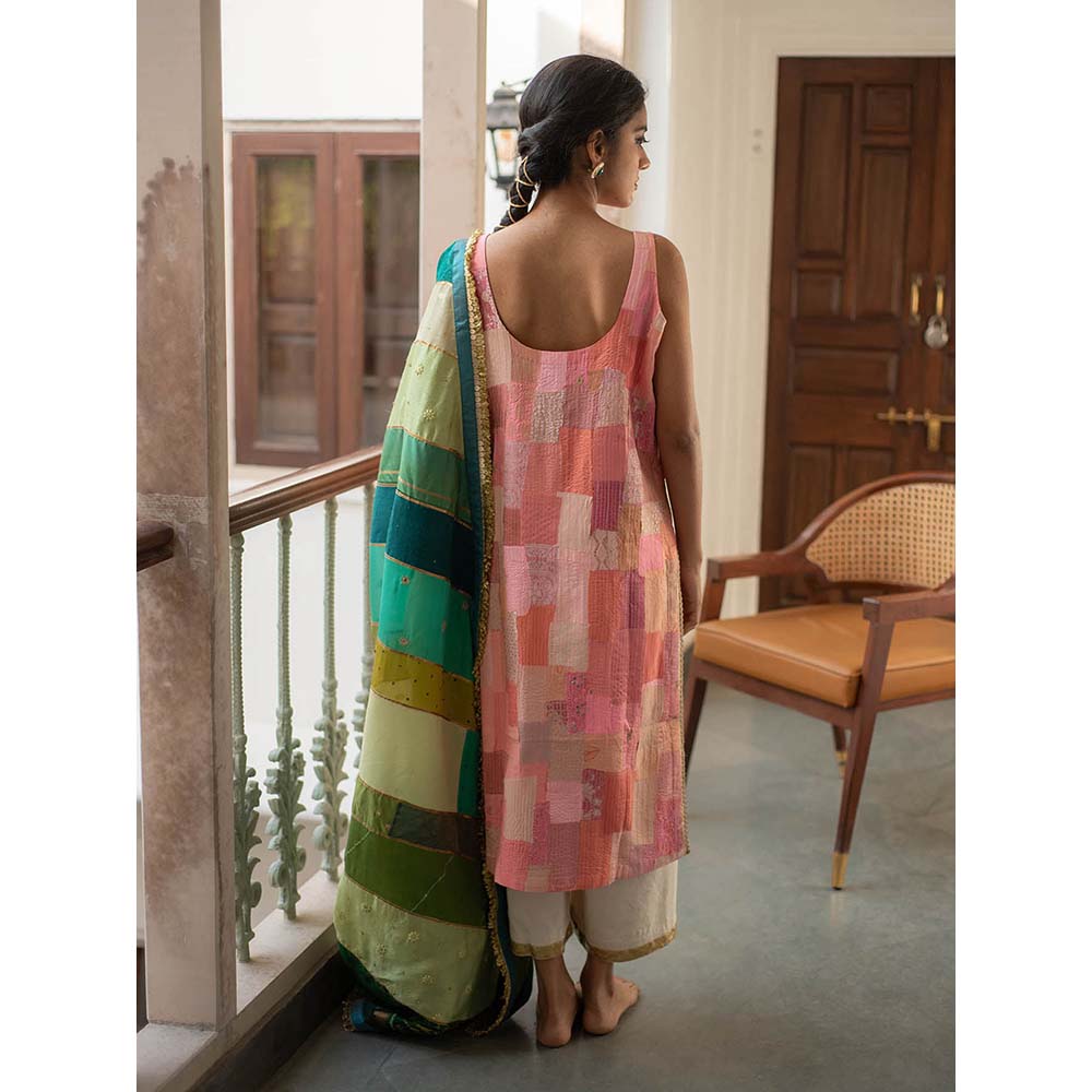 PRIYANKA RAAJIV Midori - Green Upcycled Patchwork Dupatta