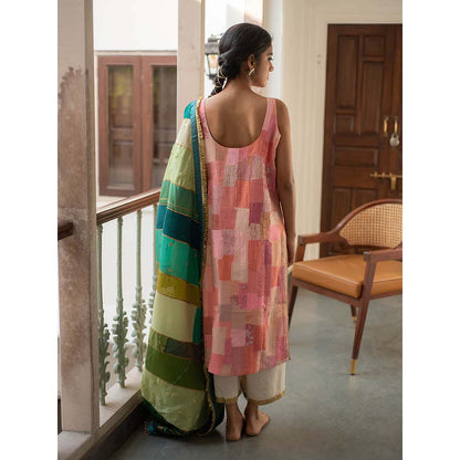 PRIYANKA RAAJIV Midori - Green Upcycled Patchwork Dupatta