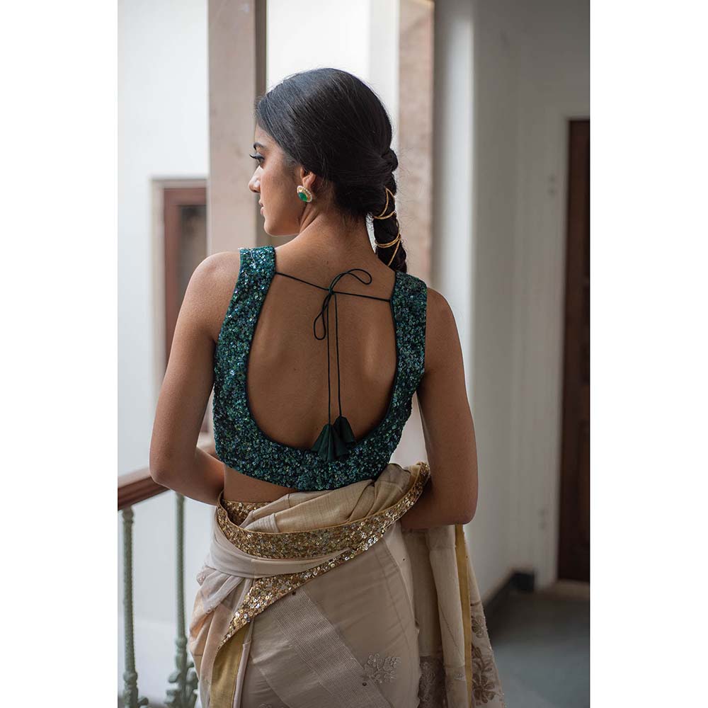 PRIYANKA RAAJIV Niamh - Teal Green Handembroidered Blouse