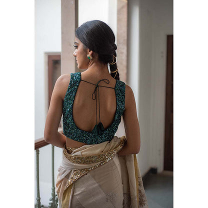 PRIYANKA RAAJIV Niamh - Teal Green Handembroidered Blouse