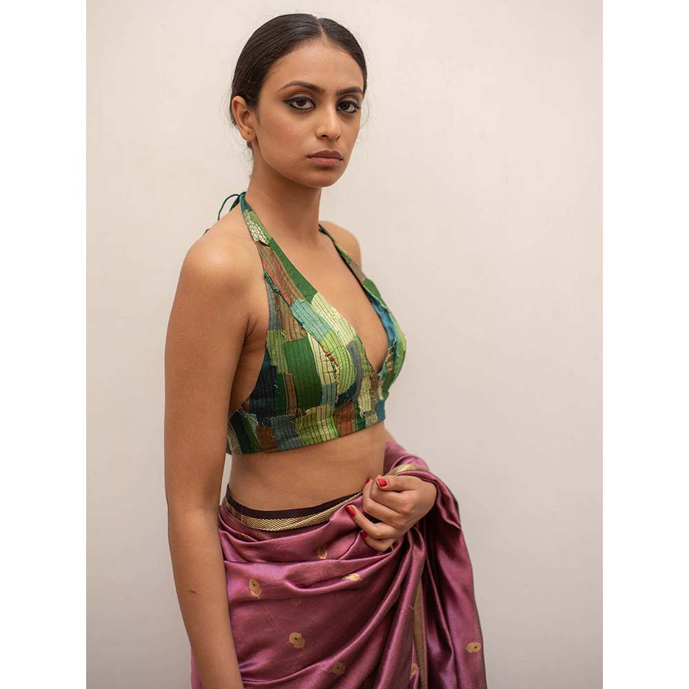 PRIYANKA RAAJIV Ish - Green Upcycled Patchwork Blouse