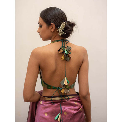 PRIYANKA RAAJIV Ish - Green Upcycled Patchwork Blouse
