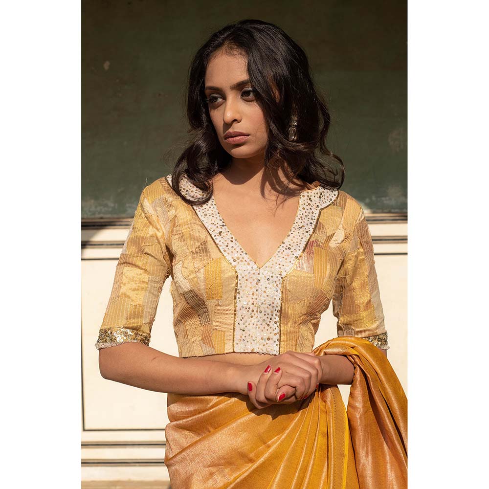 PRIYANKA RAAJIV Sachi - Gold Upcycled Patchwork Blouse
