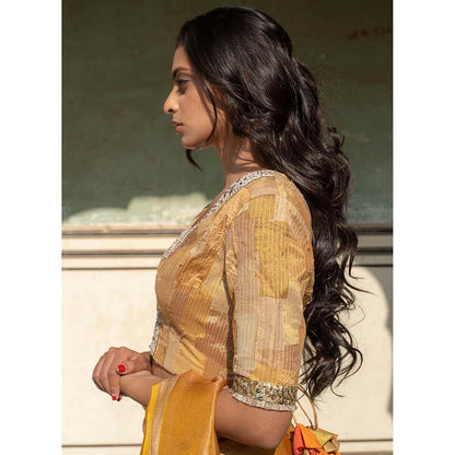 PRIYANKA RAAJIV Sachi - Gold Upcycled Patchwork Blouse