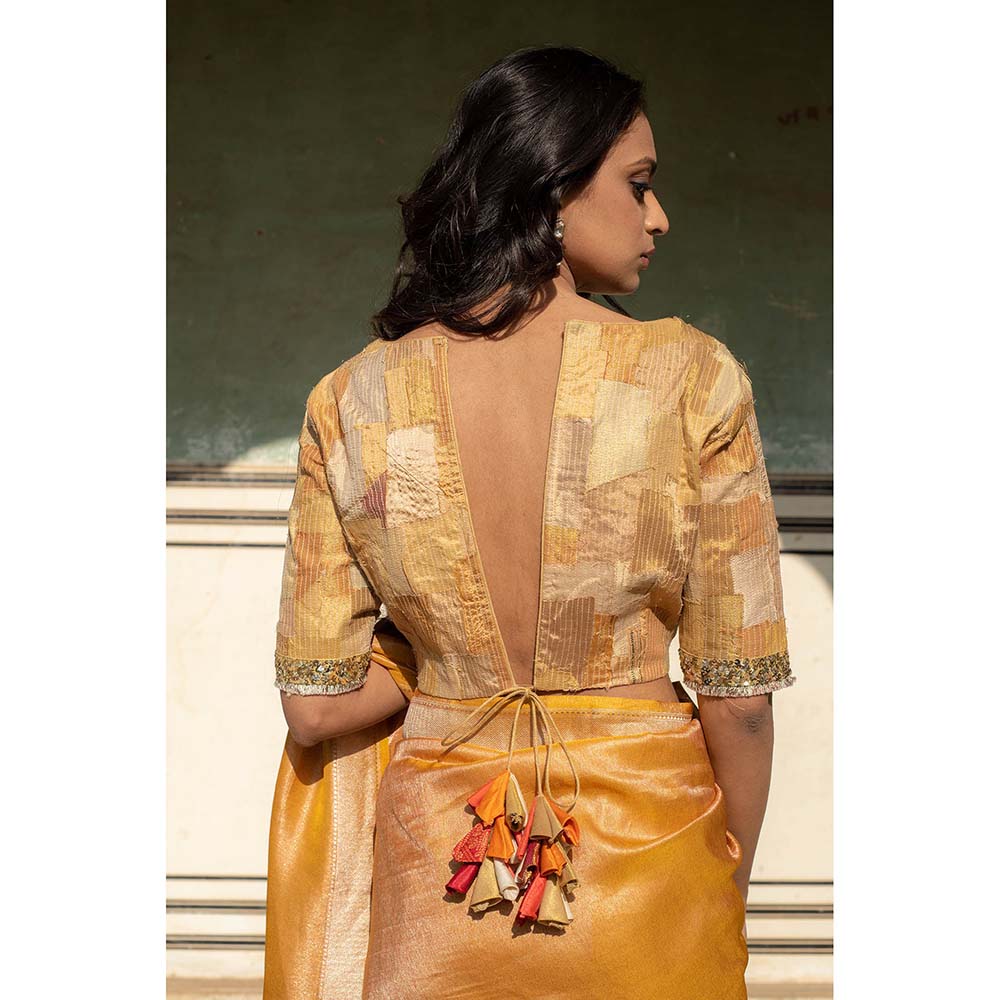 PRIYANKA RAAJIV Sachi - Gold Upcycled Patchwork Blouse