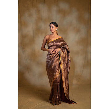 PRIYANKA RAAJIV Chhath Purple Silk Banarasi Sari Saree with Unstitched Blouse